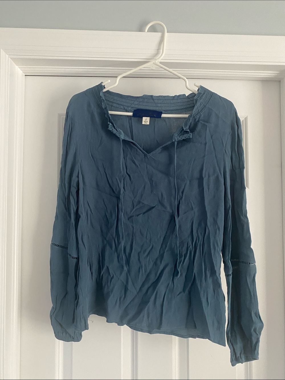 Blue Rain Slate Blue Peasant Blouse